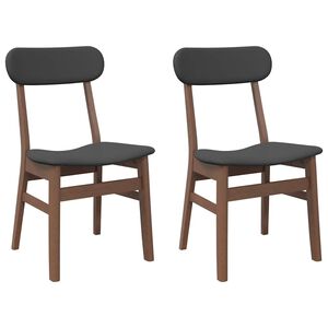 vidaXL Esszimmerst&uuml;hle mit Kissen 2 Stk. Braun Massivholz Gummibaum