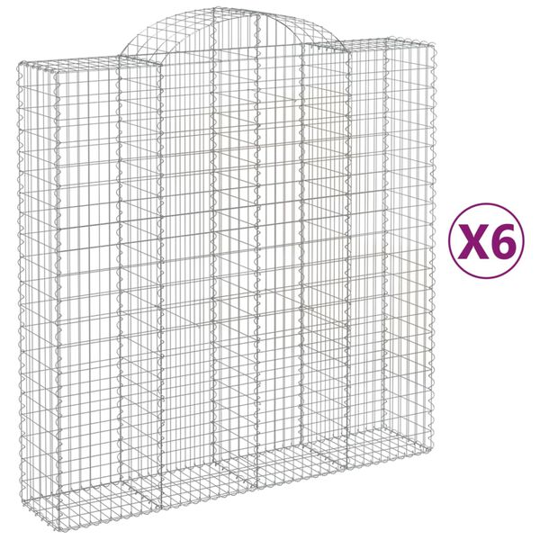vidaXL Gabionen mit Hochbogen 6 Stk. 200x50x200/220cm Verzinktes Eisen