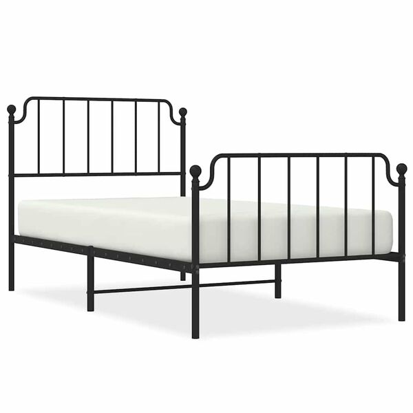 vidaXL Bettgestell mit Kopf- und Fu&szlig;teil Metall Schwarz 100x200 cm