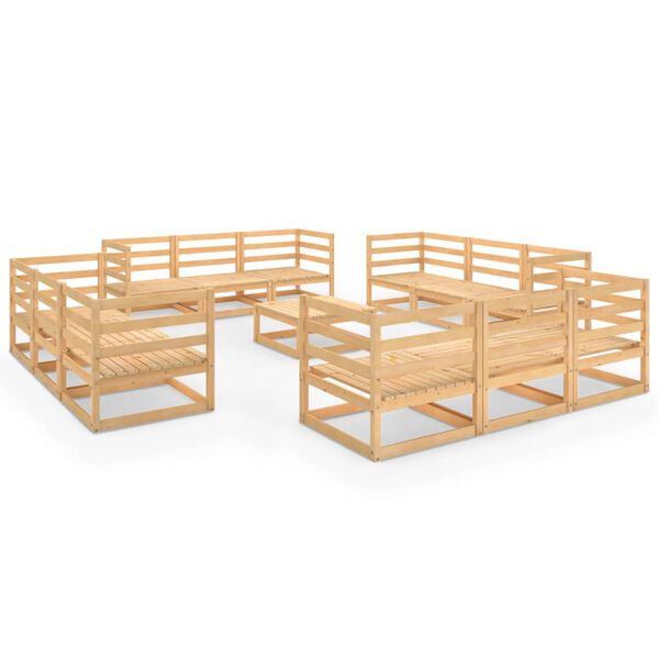 vidaXL 13-tlg. Garten-Lounge-Set Massivholz Kiefer