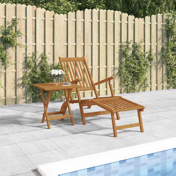 vidaXL Gartenliege mit Fu&szlig;teil und Tisch Massivholz Akazie