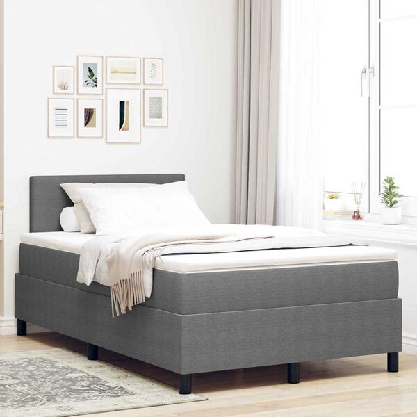 vidaXL Boxspringbett Hellgrau und Wei&szlig; 120 x 190 cm Cordstoff