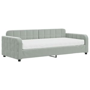 vidaXL Tagesbett mit Matratze Hellgrau 90x200 cm Samt
