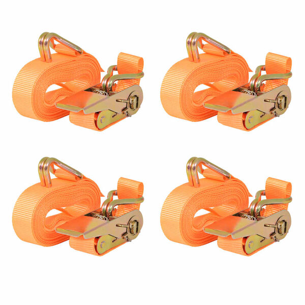 vidaXL Ratschen-Spanngurte 4 Stk 0,4 Tonnen 6m&times;25mm Orange