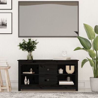 vidaXL TV-Schrank Schwarz 103x36,5x52 cm Massivholz Kiefer