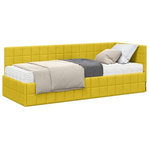 vidaXL Eckbettgestell mit Matratze 2 stk. Gelb 80 x 200 cm Samt
