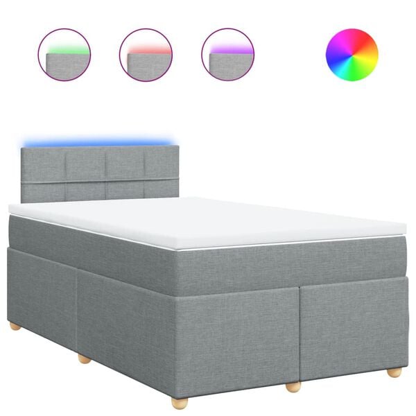 vidaXL Boxspringbett mit Matratze Hellgrau 120x190 cm Stoff