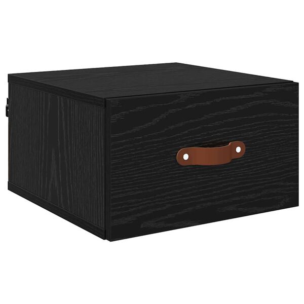vidaXL Wandmontiertes Nachttischchen Schwarz Eichen-Optik