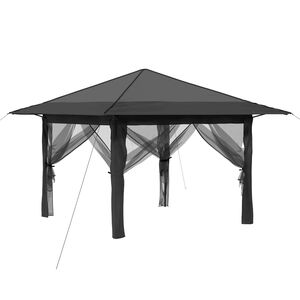 vidaXL Gazebo mit 4 Seitenw&auml;nden Hellgrau und Anthrazit