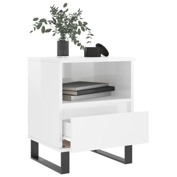 vidaXL Nachttisch Hochglanz-Wei&szlig; 40x35x50 cm Holzwerkstoff