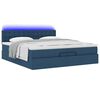 vidaXL Ottoman-Bett mit Matratzen & LEDs Blau 200x200 cm Stoff