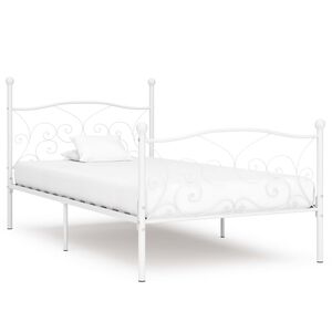 vidaXL Bettgestell mit Lattenrost Wei&szlig; Metall 90 x 200 cm