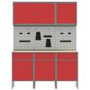 vidaXL Werkbank mit Schubladen 8 pcs Rot Ingenieure Holz und Stahl