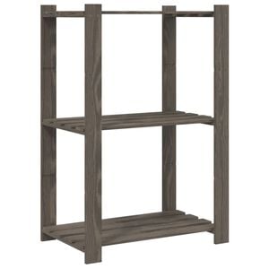 vidaXL Lagerregal mit 3 B&ouml;den Grau 60x38x90 cm Massivholz Kiefer
