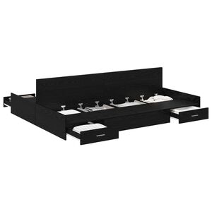 vidaXL Aufbewahrungsbettgestell Schwarz Eichen-Optik 140 x 200 cm