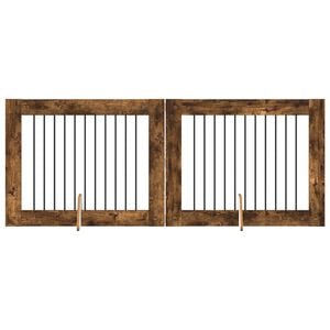 vidaXL Hundetor mit St&auml;ndern 2 pcs Ger&auml;ucherte Eiche 100 x 80 cm