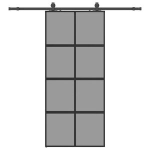 vidaXL Schiebet&uuml;r mit Beschlag Schwarz 90x205 cm Hartglas