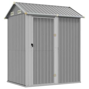 vidaXL Gartenhaus Hellgrau 192x152,5x237 cm Verzinkter Stahl