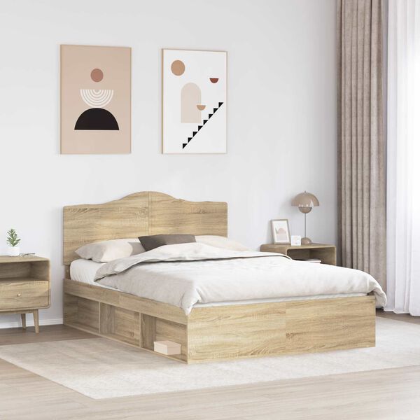 vidaXL Bettrahmen Sonoma-Eiche 150 x 200 cm Massives Kiefernholz