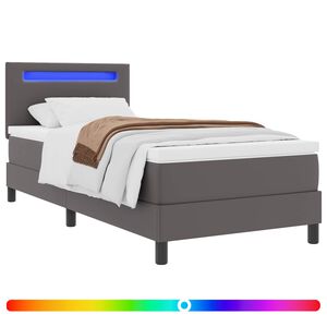 vidaXL Boxspringbett mit Matratze Grau 90 x 190 cm Kunstleder
