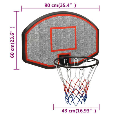 vidaXL Basketballkorb Schwarz 90x60x2 cm Polyethylen