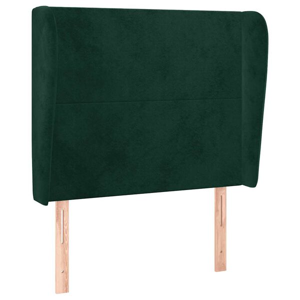 vidaXL Kopfteil mit Ohren Dunkelgr&uuml;n 83x23x118/128 cm Samt