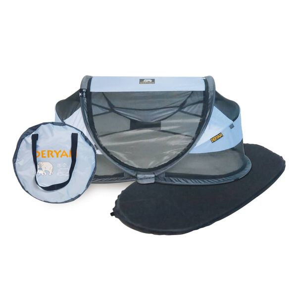 DERYAN Pop-up Reisebett mit Moskitonetz Baby Luxe Blau