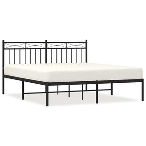 vidaXL Bettgestell mit Kopfteil Metall Schwarz 150x200 cm