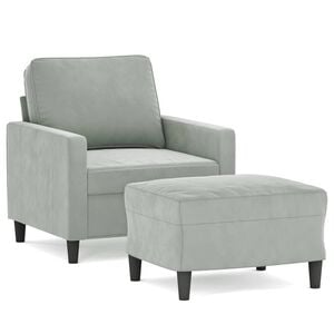 vidaXL Sessel mit Hocker Schwarz 60 cm Samt