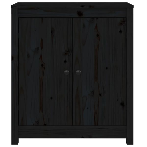 vidaXL Sideboard Schwarz 70x35x80 cm Massivholz Kiefer