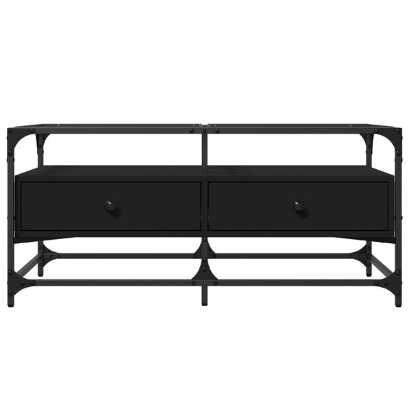 vidaXL Couchtisch mit Glasplatte Schwarz 98,5x50x45 cm Stahl