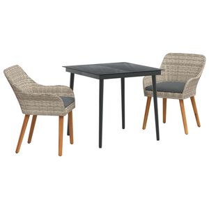 vidaXL Garten Essgruppe 3 stk. Hellgrau Poly-Rattan