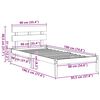 vidaXL Bettgestell mit Kopfteil Braun 90 x 190 cm Massivholz Kiefer