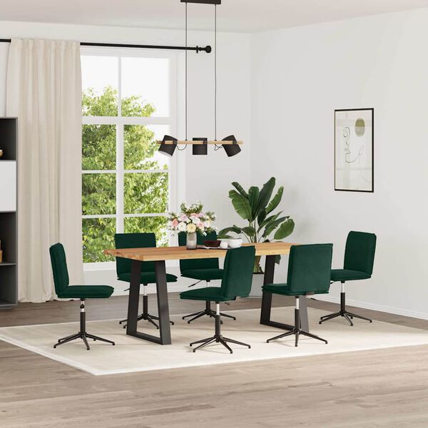 vidaXL Esszimmerst&uuml;hle 6 Stk. Dunkelgr&uuml;n Samt