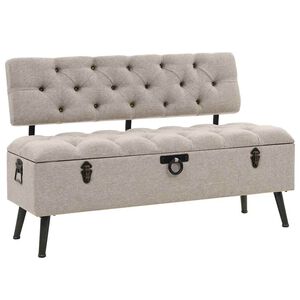 vidaXL Aufbewahrungsbank mit R&uuml;ckenlehne 110 cm Creme Stoff