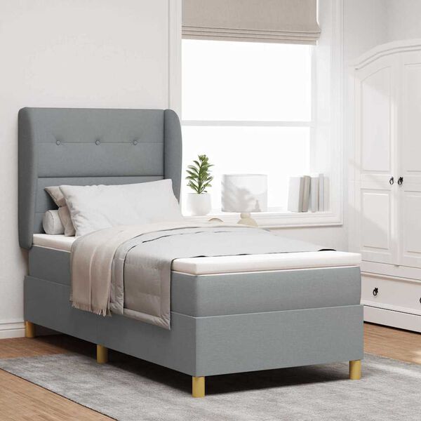 vidaXL Boxspringbett mit Matratze Dunkelgrau 90x190 cm Hellgrau