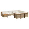 vidaXL 11-tlg. Garten-Sofagarnitur mit Kissen Beige Poly Rattan