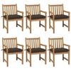 vidaXL Gartenst&uuml;hle 6 Stk. mit Taupe Kissen Massivholz Teak