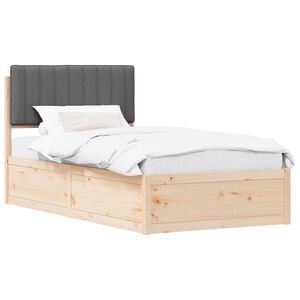 vidaXL Bettgestell mit gepolstertem Kopfteil Dunkelgrau 100 x 200 cm
