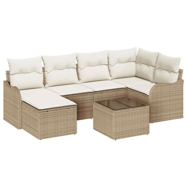 vidaXL Gartensofa-set Beige Poly-Rattan
