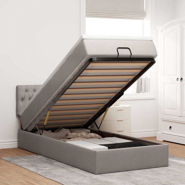 vidaXL Ottoman-Bett mit Matratze & LEDs Taupe 80x200 cm Stoff