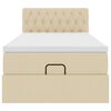 vidaXL Ottoman-Bett mit Matratze & LEDs Creme 90x190 cm Stoff