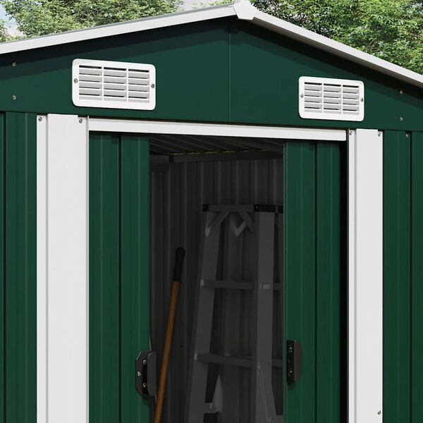 vidaXL Ger&auml;tehaus Gr&uuml;n 257x990x181 cm Verzinkter Stahl