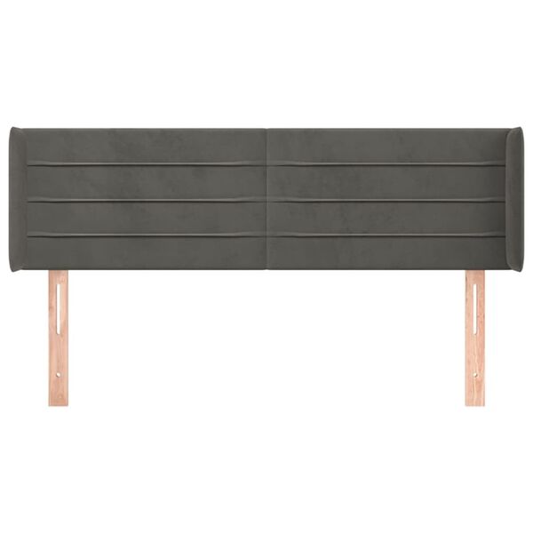 vidaXL Kopfteil mit Ohren Dunkelgrau 147x16x78/88 cm Samt