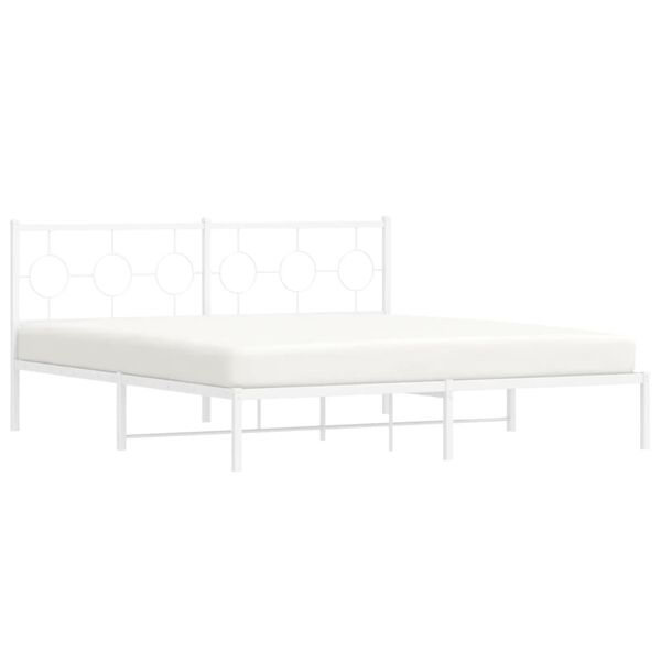 vidaXL Bettgestell mit Kopfteil Metall Wei&szlig; 183x213 cm