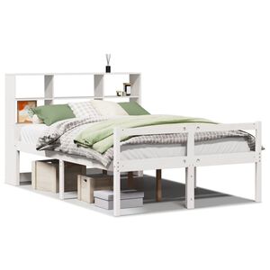 vidaXL Massivholzbett mit Regal ohne Matratze Wei&szlig; 120x190 cm Kiefer