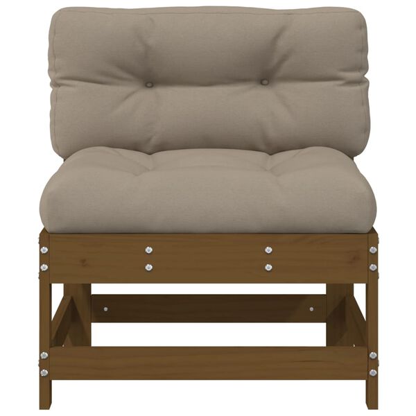 vidaXL Mittelsofa mit Kissen Honigbraun Massivholz Kiefer