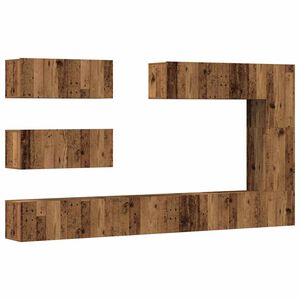 vidaXL 7-tlg. TV-Schrank-Set Wandmontage Altholz-Optik Holzwerkstoff
