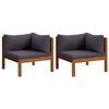 vidaXL Ecksofas 2 Stk. mit Dunkelgrauen Kissen Massivholz Teak
