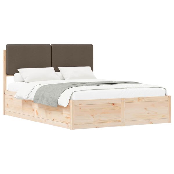 vidaXL Bettgestell mit gepolstertem Kopfteil Taupe 140 x 200 cm